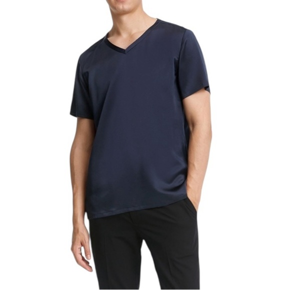 Theory Men’s Gaskell V Neck Anemone Shirt Blue Size XXL - Picture 1 of 7